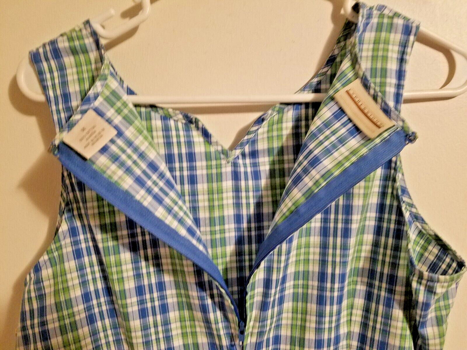 NWT Vtg Expressions Women’s Plaid 100% Cotton Poplin Summer Dress, Size 14