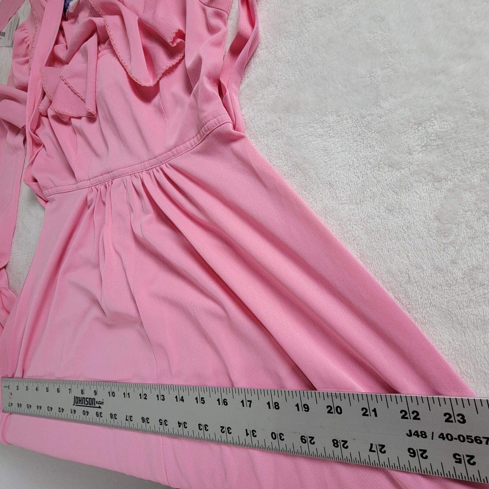 Vintage Kristie Lou Juniors Long-Sleeve Ruffled Maxi Dress Pink Empire Waist