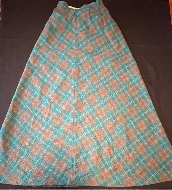 Vintage Plaid Wool Retro Skirt Aunt Abigale’s Attic Size 26 Green/Brown