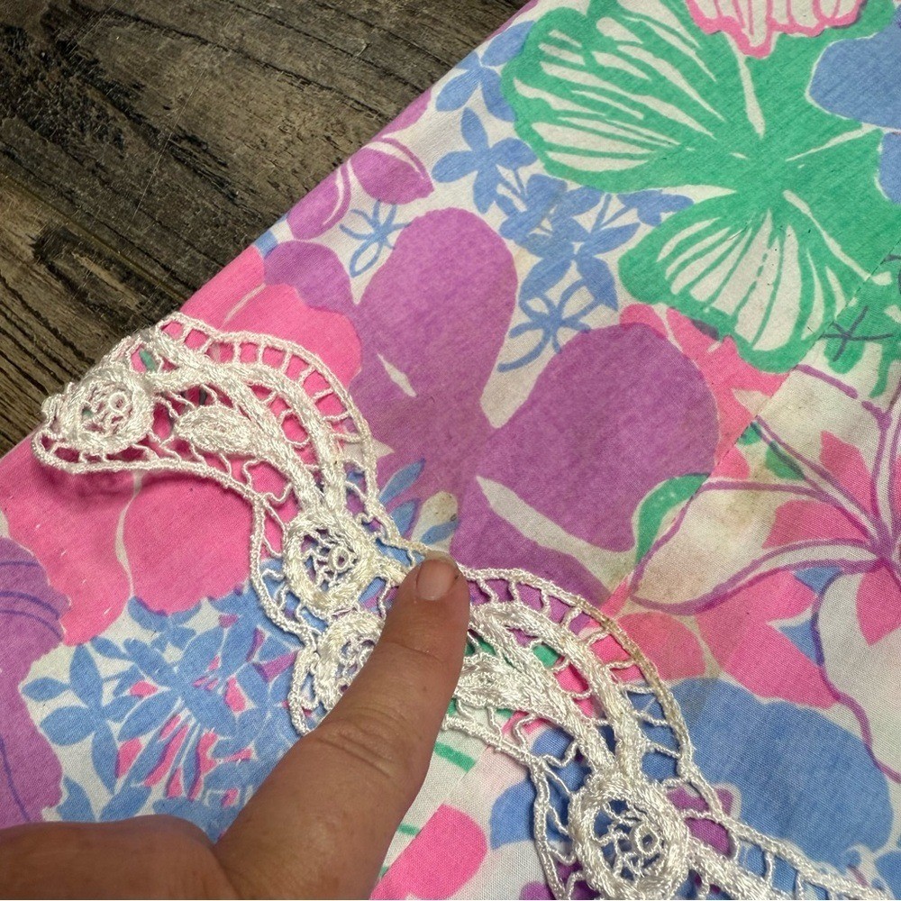 Vintage Lilly Pulitzer Pink Green A-Line Midi Skirt Resort Wear Women’s Small