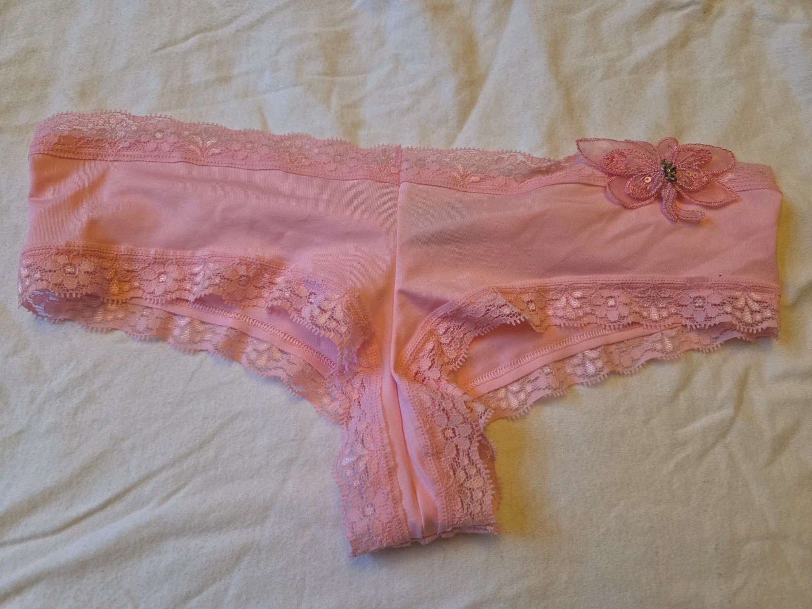 Vtg Satin Victoria’s Secret Sexy Little Things Pink Low Rise Hiphugger Butterfly