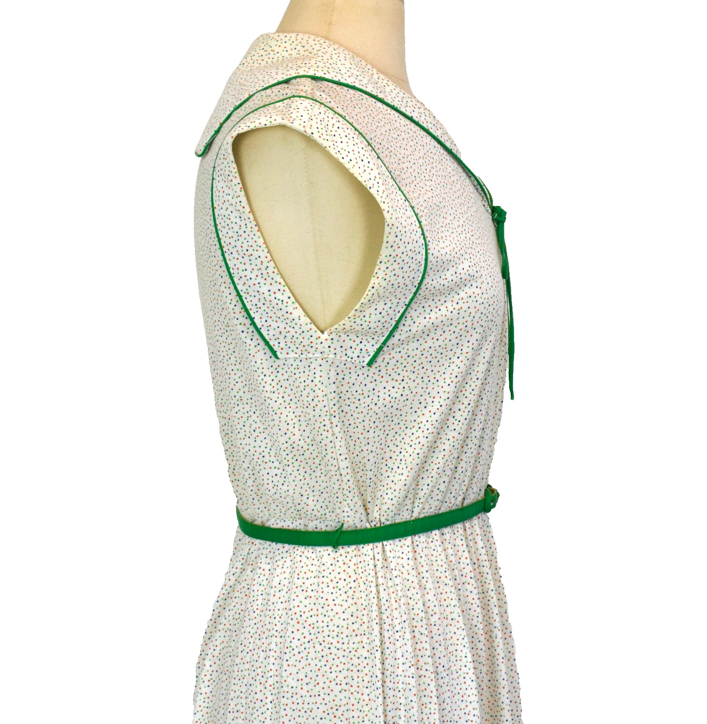 Vtg 70s LESLIE FAY Polka Dot Jersey Knit Sportswear Day Dress M-L Sailor Collar