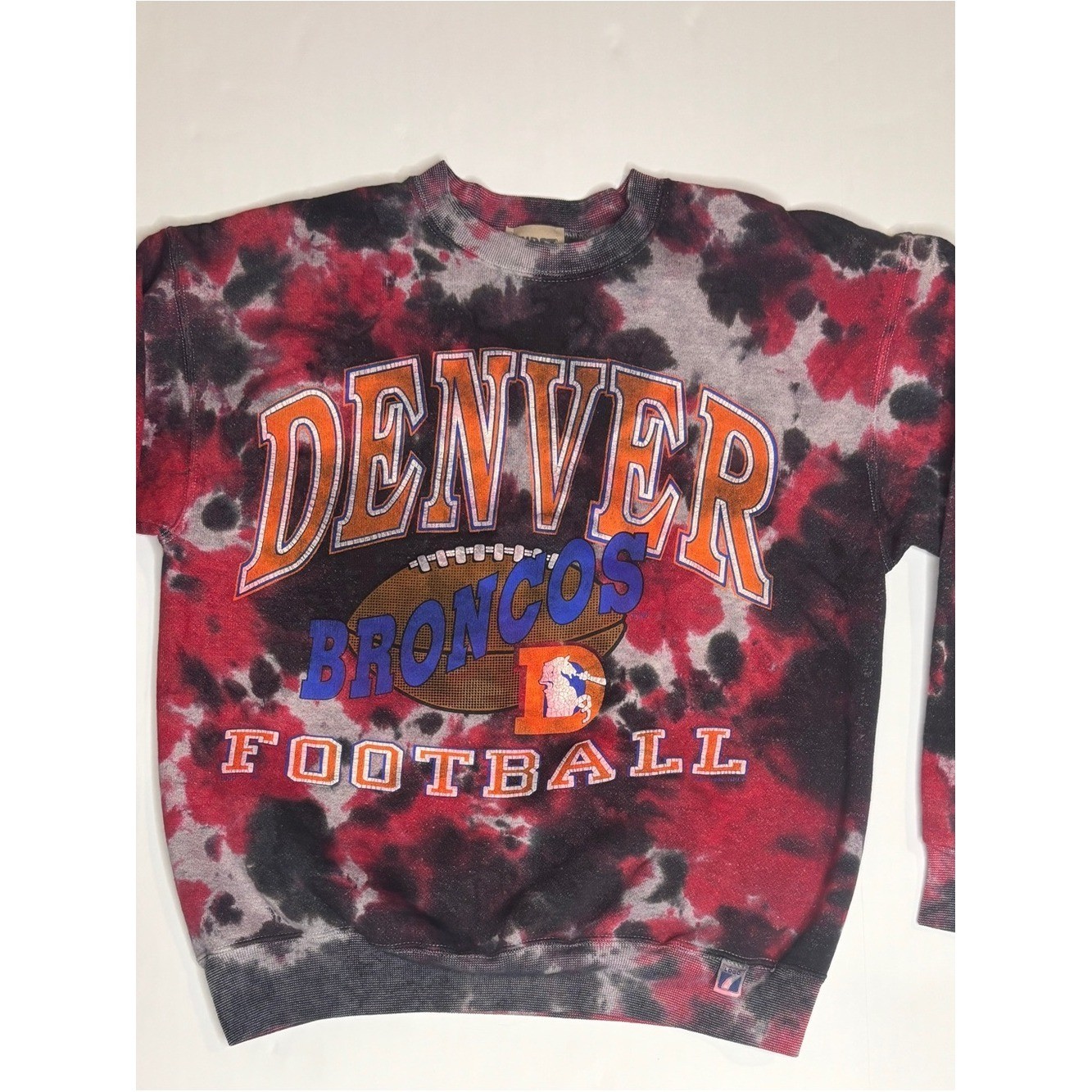 Vintage Denver Broncos Tie Dye Sweatshirt Furst of a Kind Rework Logo 7 Crewneck