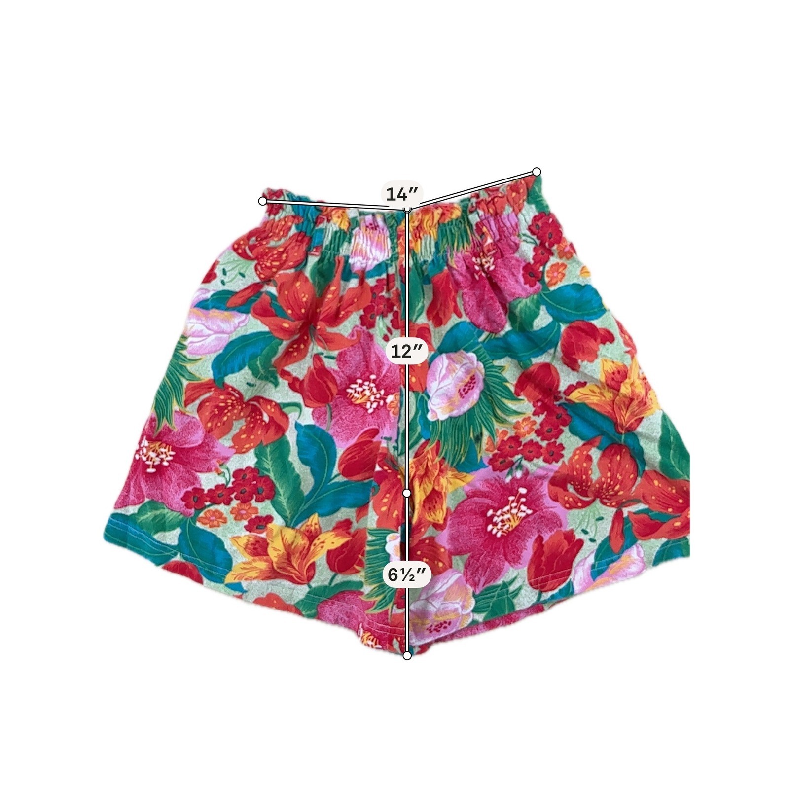 Liz & Co Shorts Womens XS Red Floral High Waisted Cotton Vintage 90s Tropical