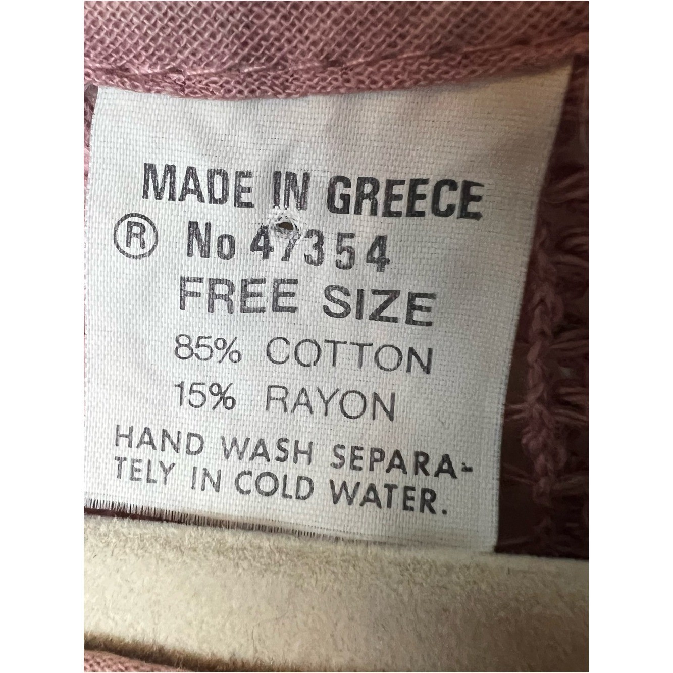 Vtg Made in Greece Open Weave Knit Crop Top Ombre Mauve Cream One Size 80s