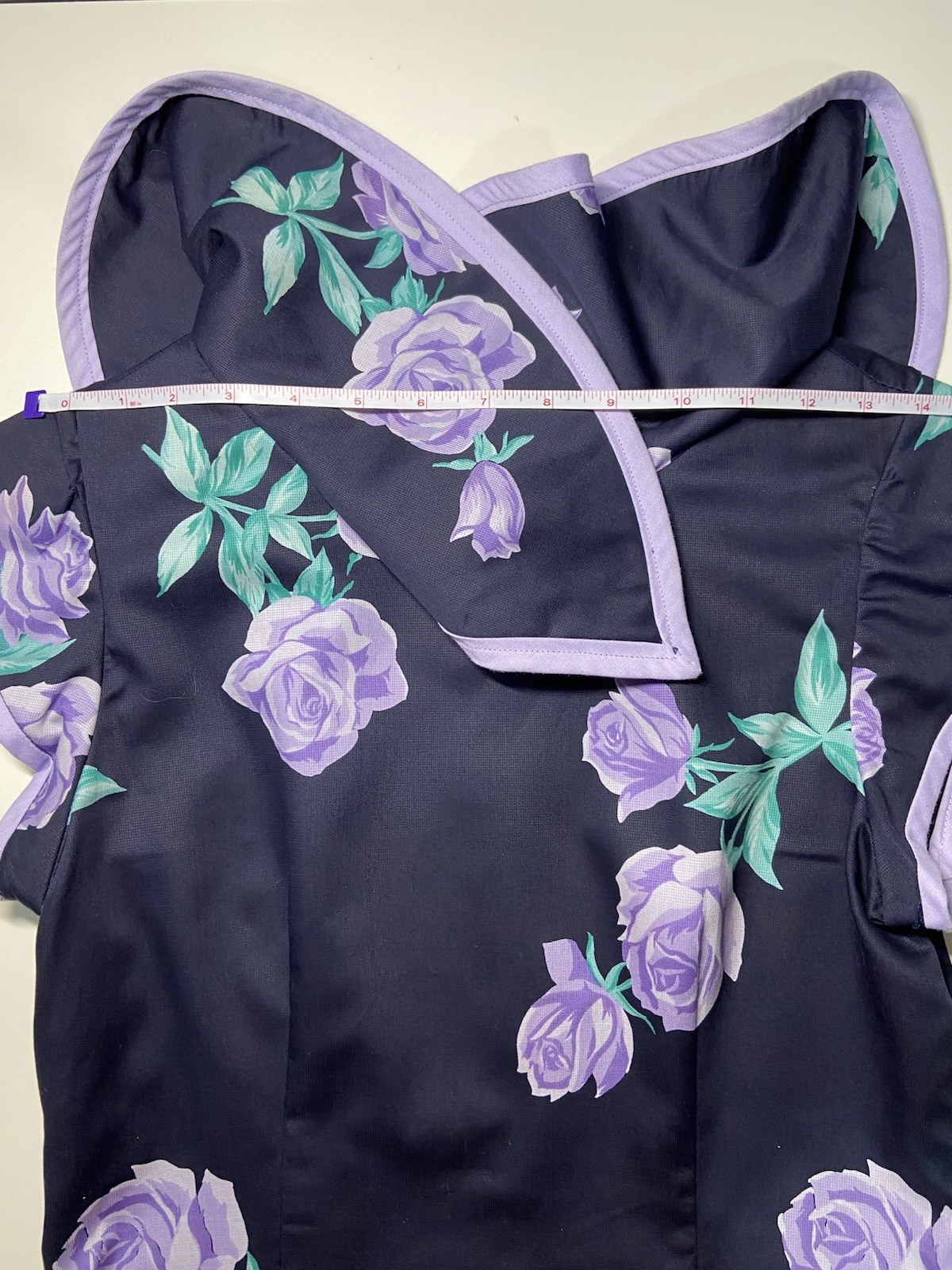 Vintage 1980’s Kathryn Conover Saks Fifth Avenue Navy Purple Floral Dress NWT