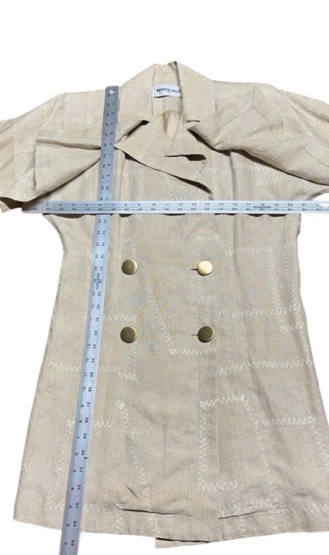 Patrick Kelly Paris Authentic 80s Double Breasted 100% Linen Trench Jacket Sz 38