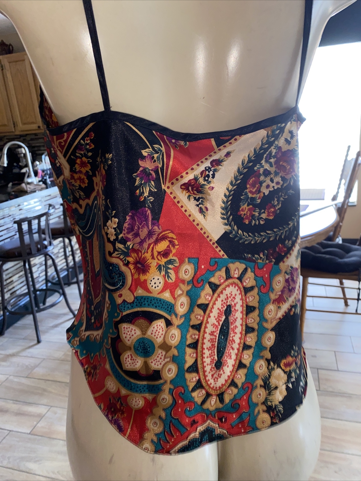 Vtg Inner Most FLORAL CAMISOLE WITH VELVET TRIM STUNNING SM SWC.
