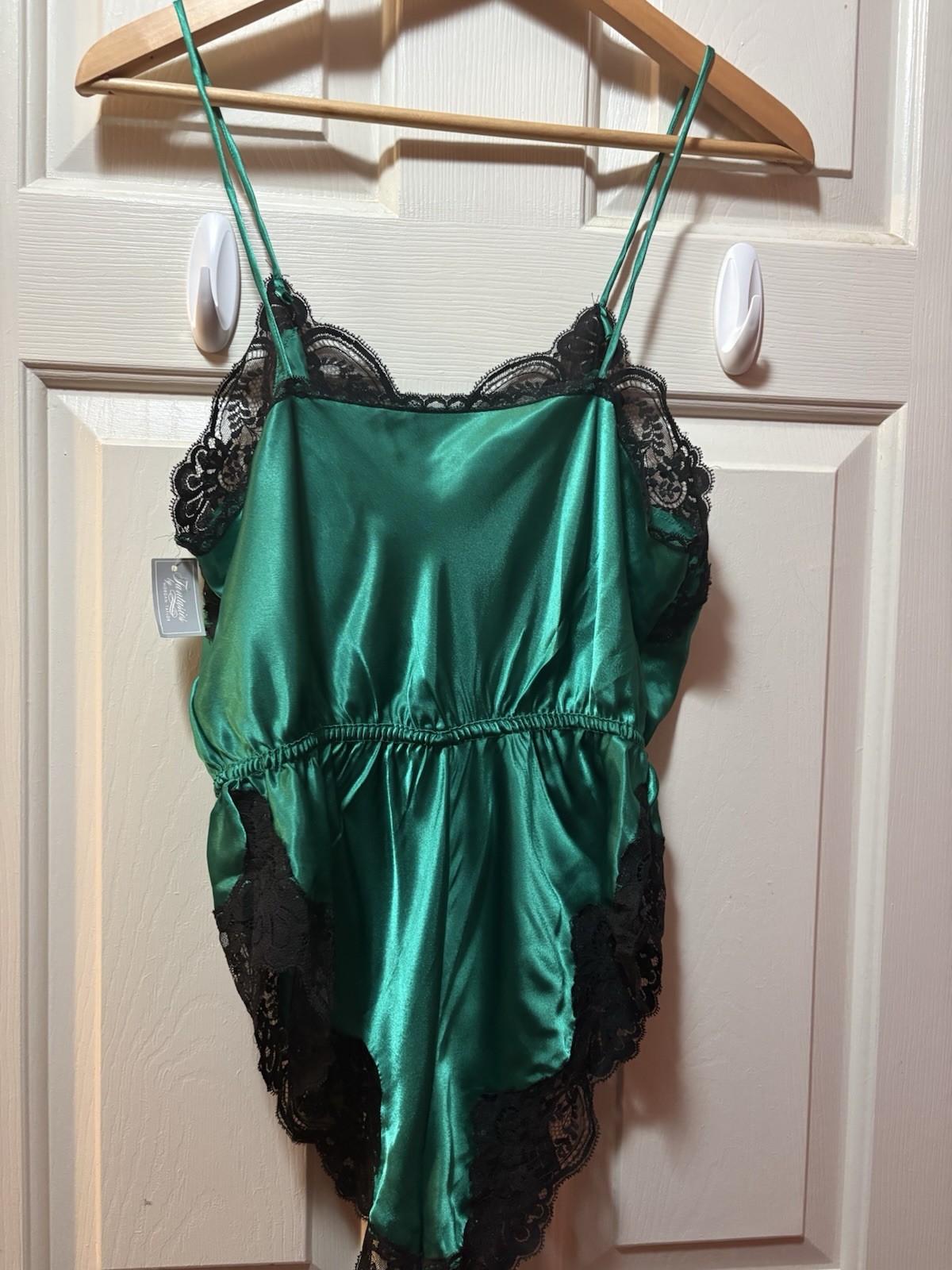 NWT Vintage Fantasies Morgan Taylor Green High Cut Teddy Negligée M 80s 70s USA