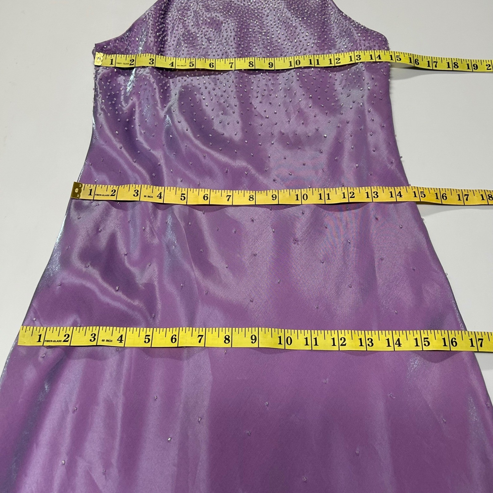 Vtg Chelsea Nites Iridescent Purple Formal Gown Beaded With Shawl Size 12 Prom