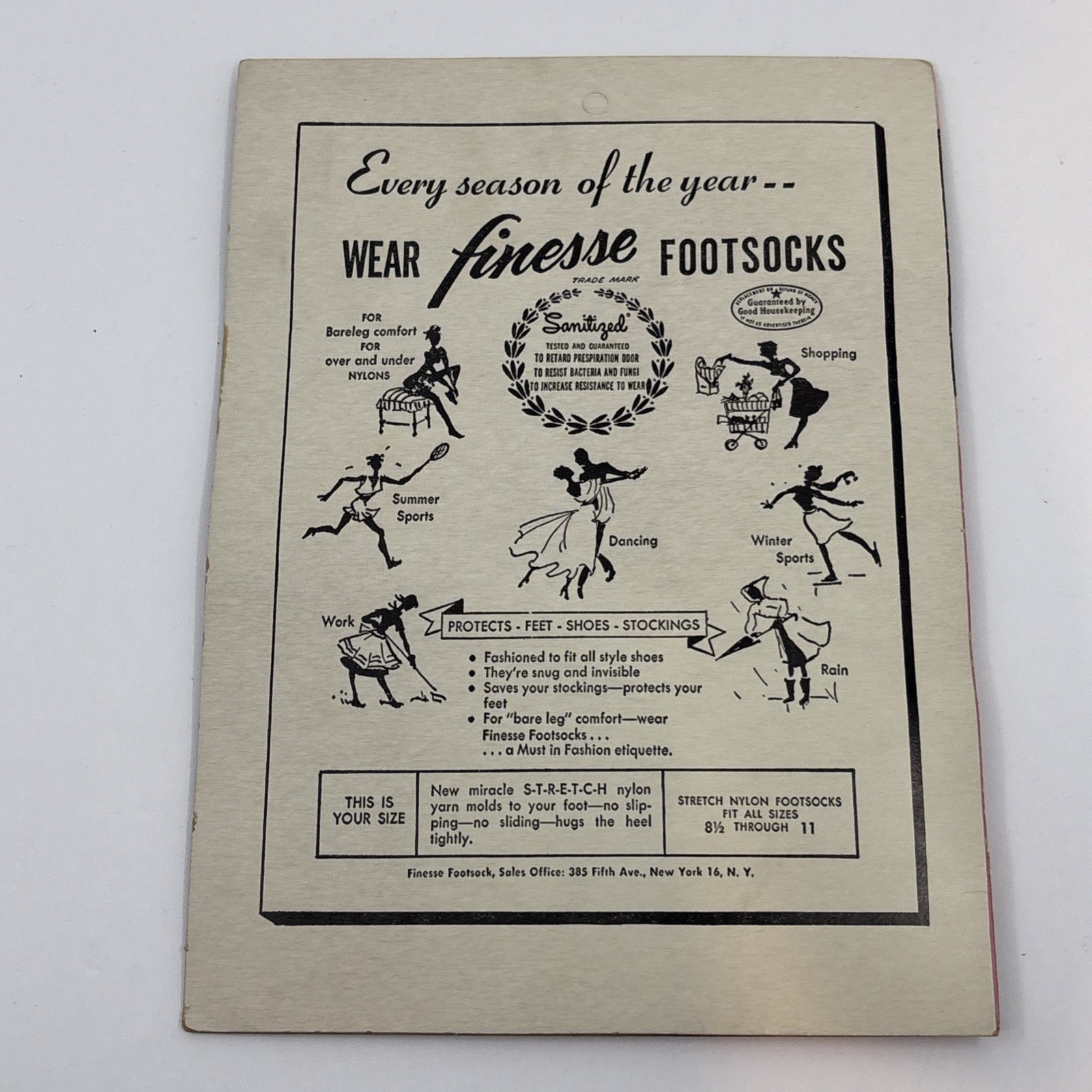 Vintage 1960s Finesse Footsocks Nylon Stretch 2 Pair NOS Suntan F-32 8.5-11” Ped