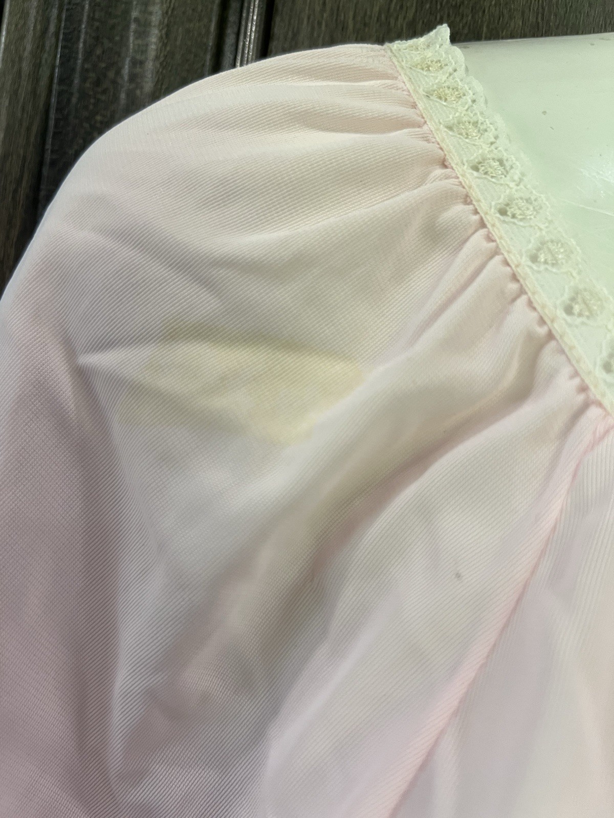 Vintage GLENCRAFT Size Small Pink Nylon Long Nightgown Nightie Lace Trim –