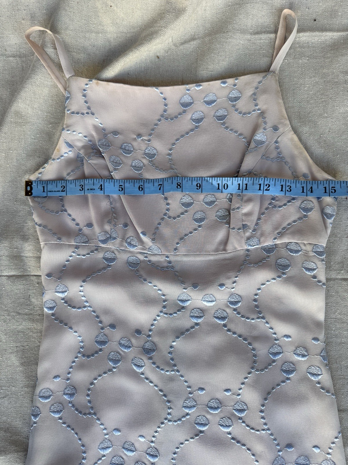 Vintage 90s TOCCA 100% Silk Blush Pink Embroidered Midi Dress Size 4 Crown Label