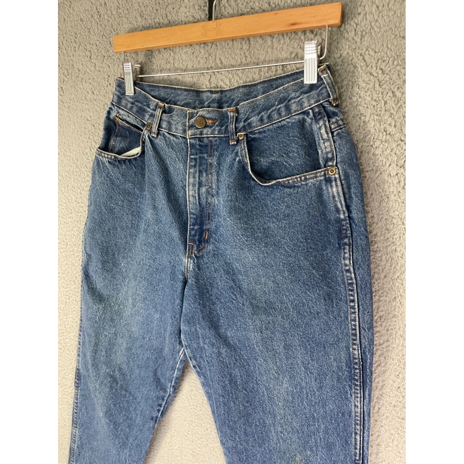 Vintage Chic High Waisted Tapered Mom Jeans Medium Wash USA Made Size 14P 28×26