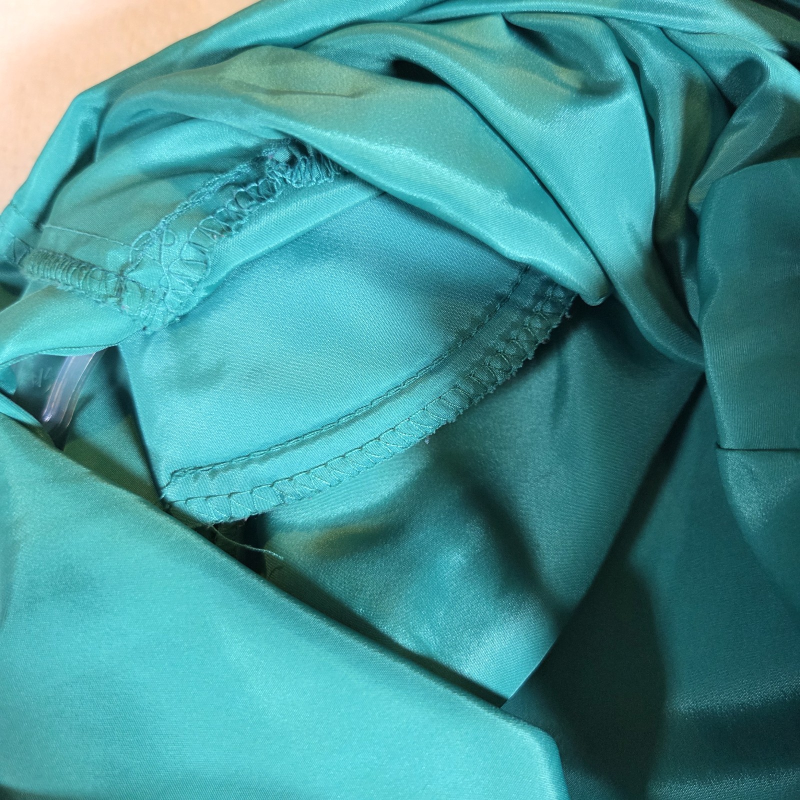 VTG Impressions of California Women Blouse Sz 12 Green Satin Long Sleeve 80 90s