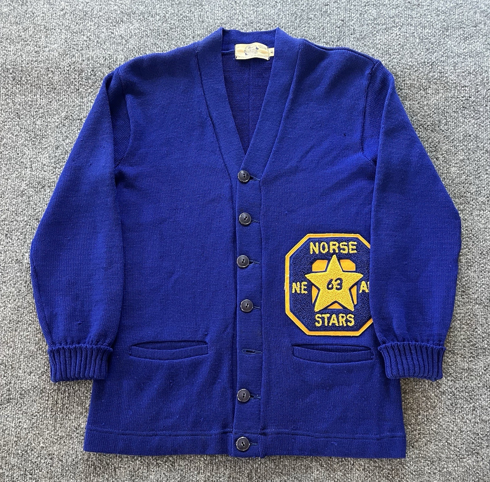 VTG 60s New Era Letterman Cardigan Sweater Norse Stars Chicago Knitting Mills