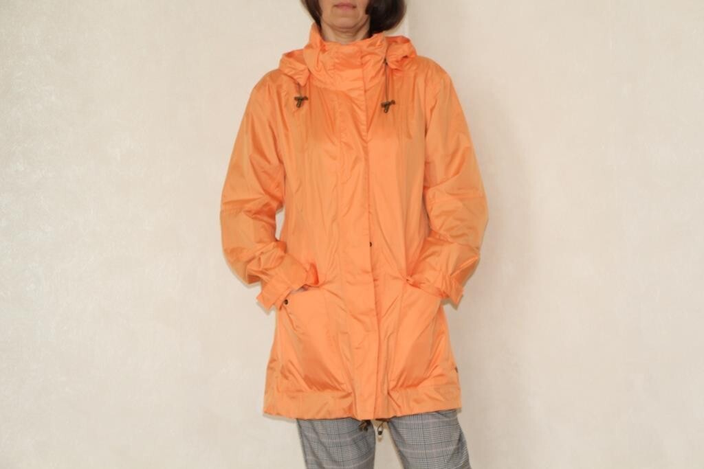 Vintage orange windbreaker, water resistant jacket coat jacket with hood, Size S