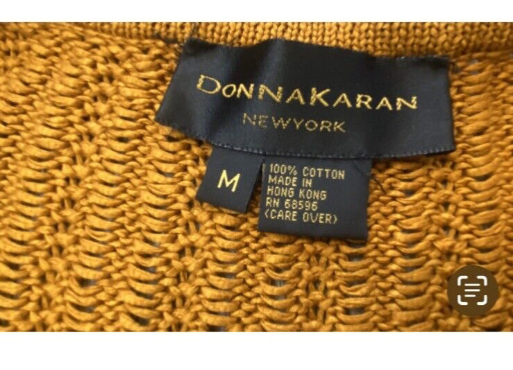 Vintage Designer DONNA KARAN NEW YORK Cotton Knit Weave Sweater 90s Y2K Med.