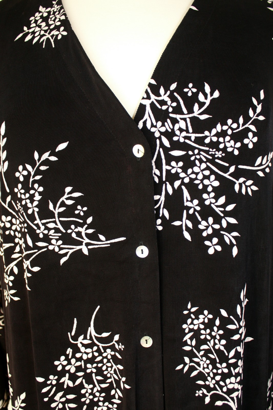 VTG RONNI NICOLE II Casual Shirt Dress LS Black White Floral ~ Plus 24W #09