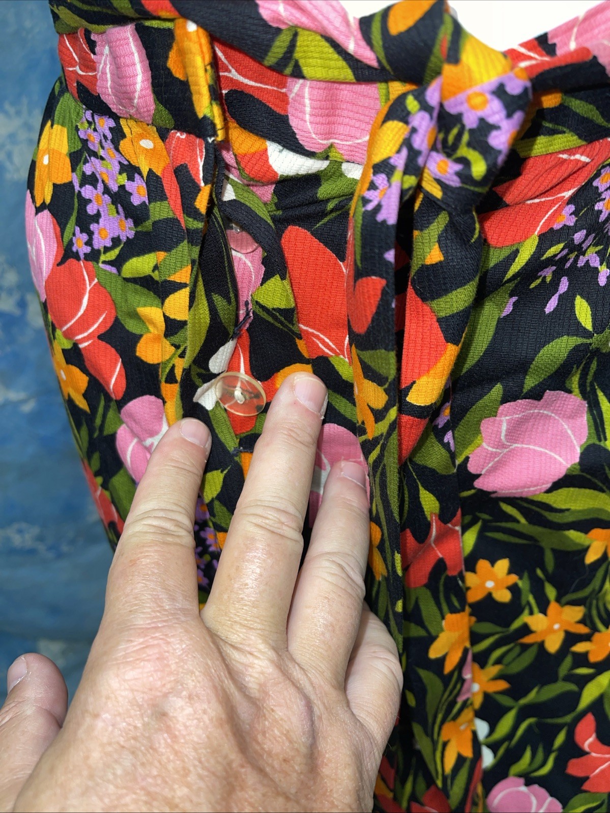 Vintage 1960s 70s McMullen Sportswear Floral Maxi Skirt With Belt 22” Waist