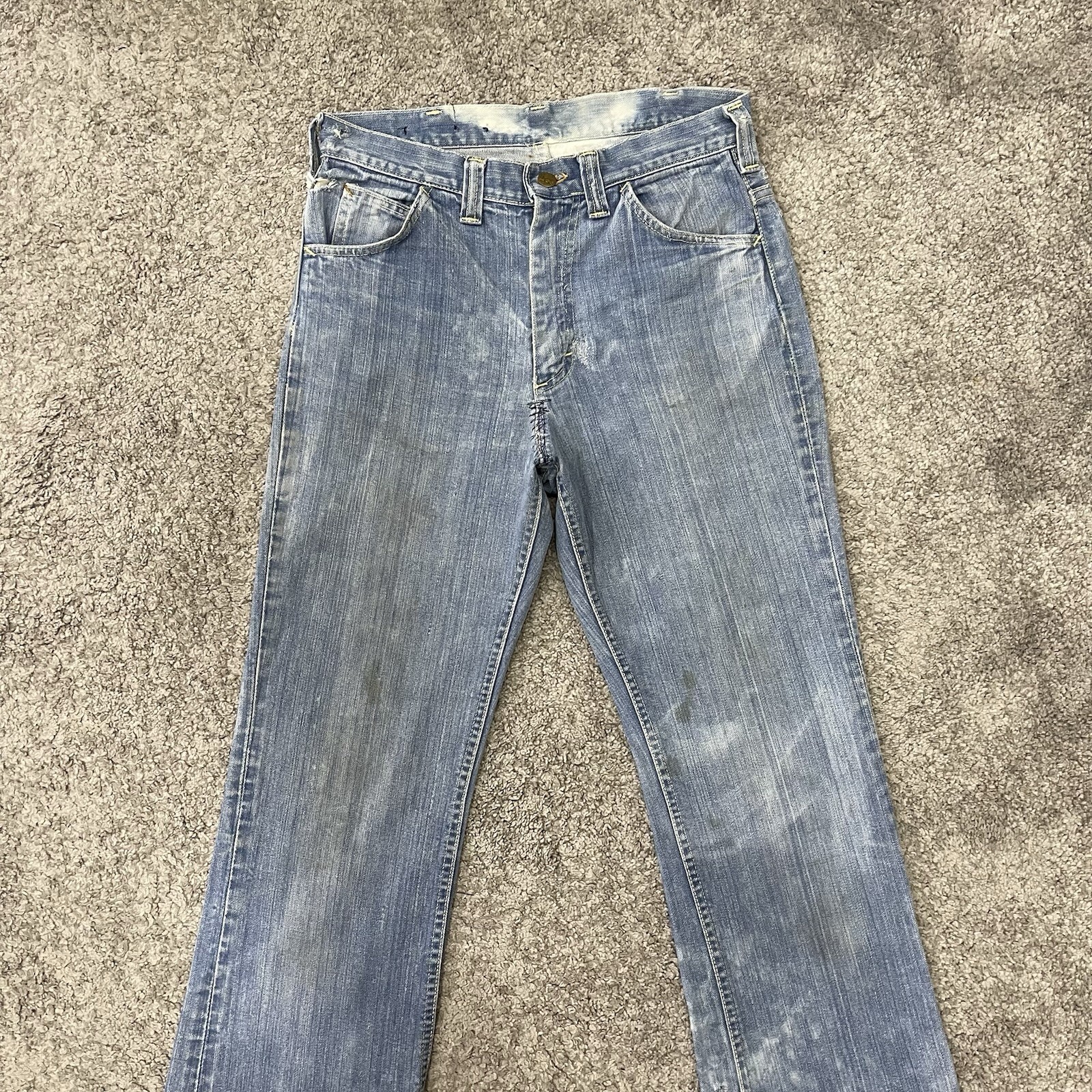 True Vintage 70s Hippie Denim Lee Flare Jeans Actual 31.5×34 Distressed