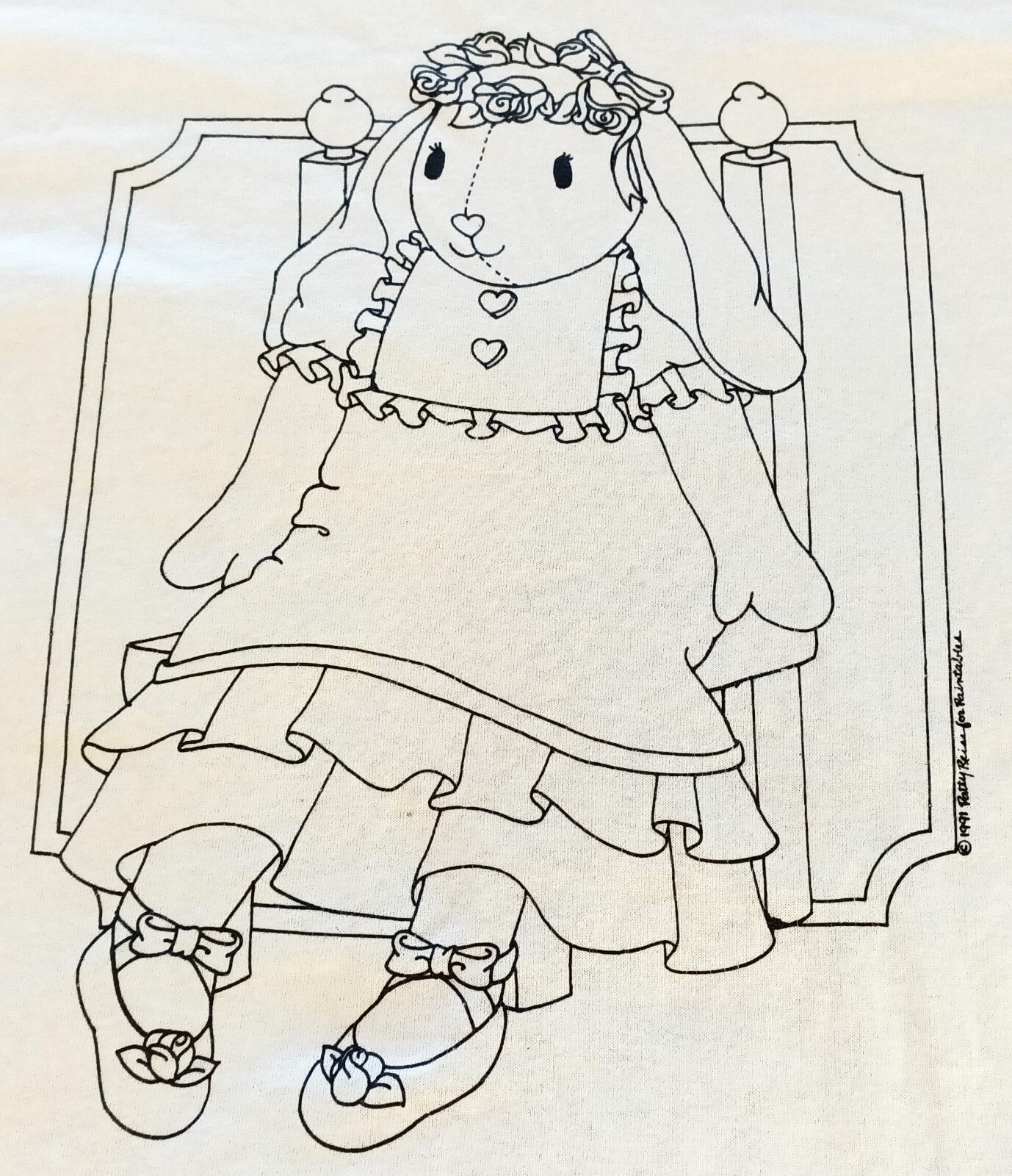 Paintables T-Shirt Patty Reiss Vintage 1991 Womens L Single Stitch Bunny Plush