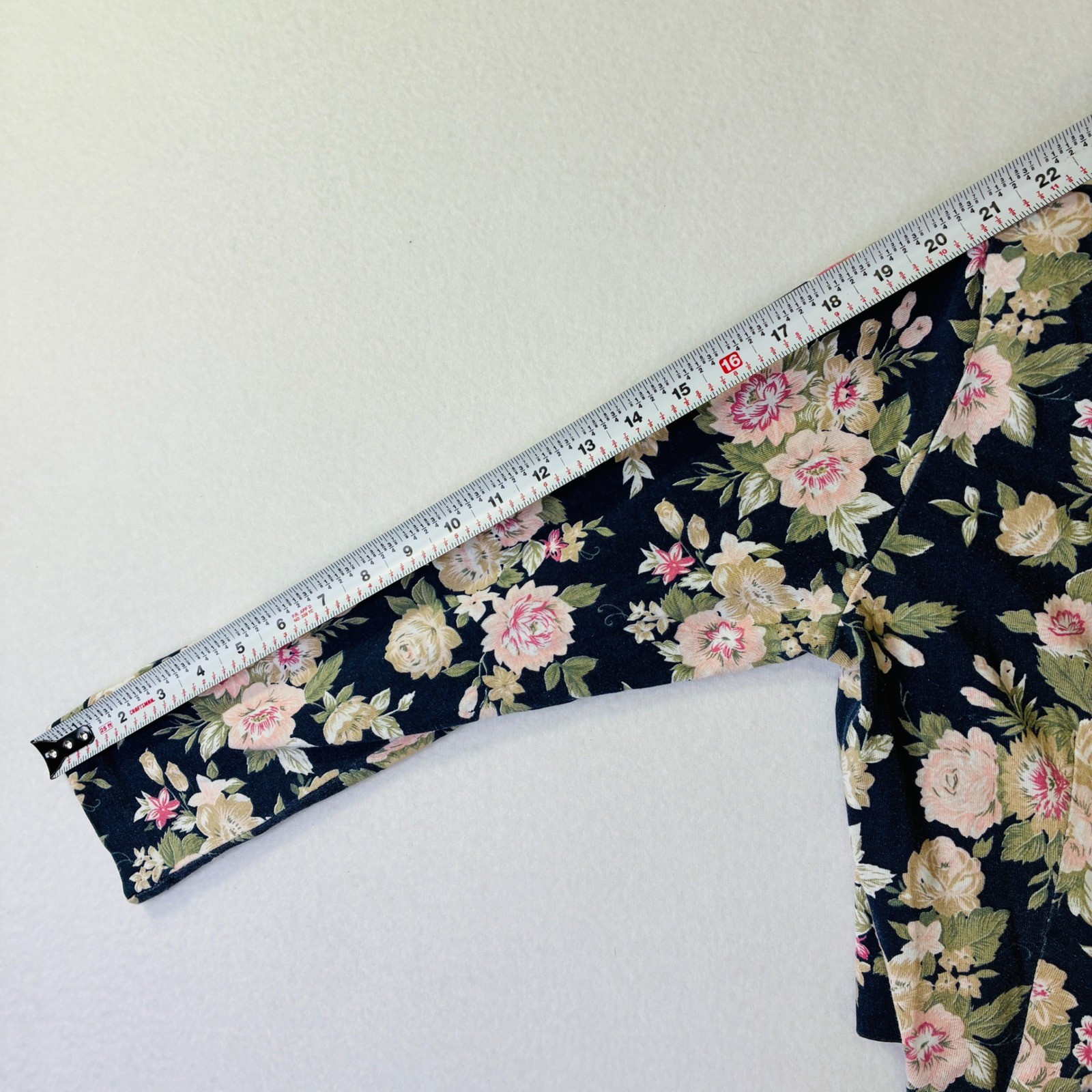 Vintage Byer Too Floral Cropped Jacket Navy Blue Pink 90s Made in USA Size 9