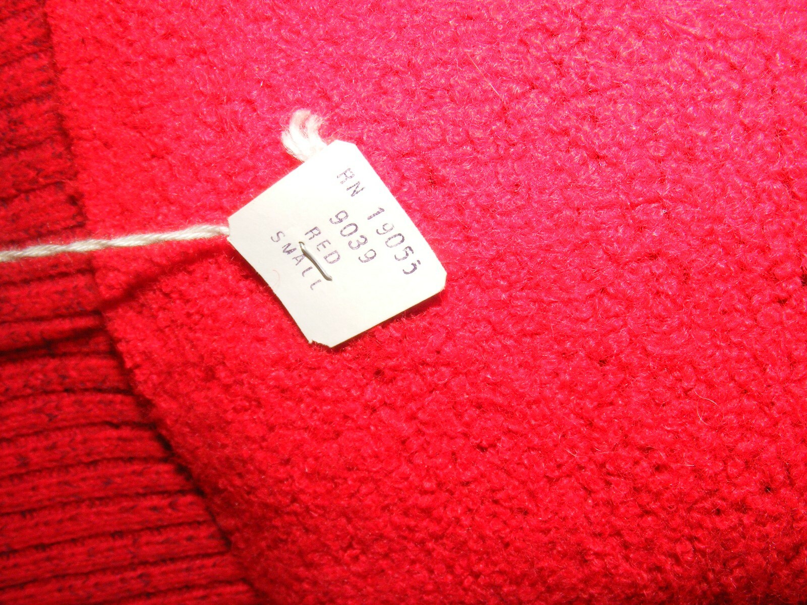 1970S TURTLENECK SWEATER PULLOVER RED ORLON BOUCLE DEADSTOCK W/ TAG WINTER WEAR