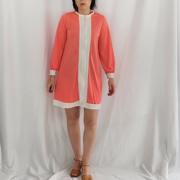 60s Hot Pink Mod Long Sleeve Mini Dress