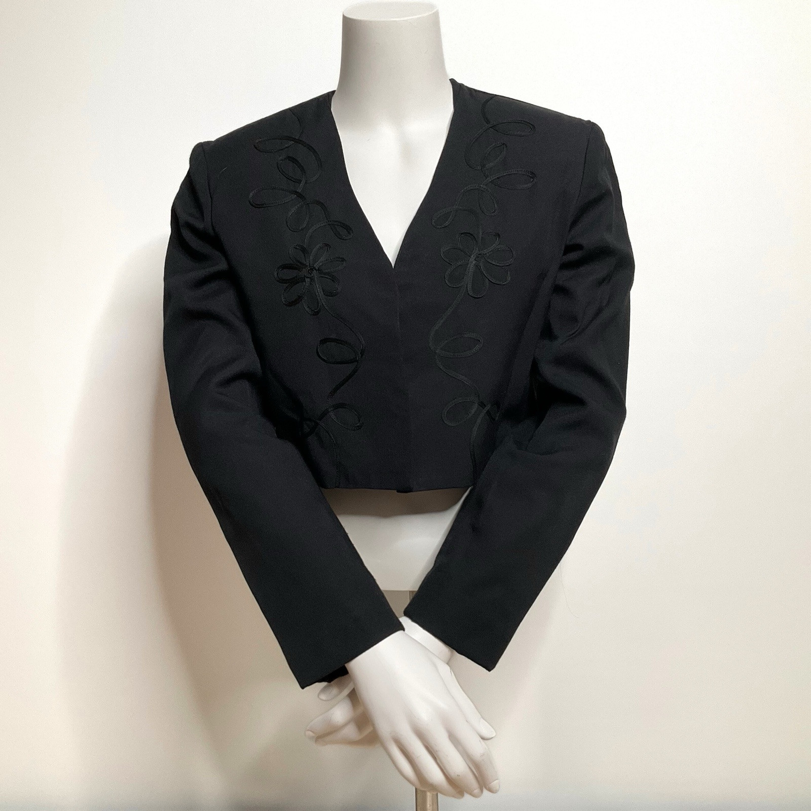 Vintage Mica Dainty Open Front Crop Top Blazer Jacket Top SZ M Coquette Charm