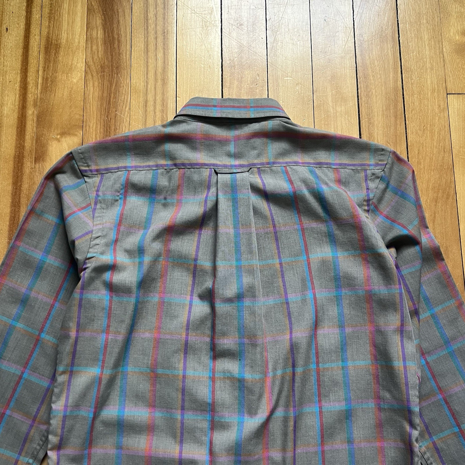 Vintage 70s Multicolor Plaid Brown Button up Shirt with Collar Women Sz – Small