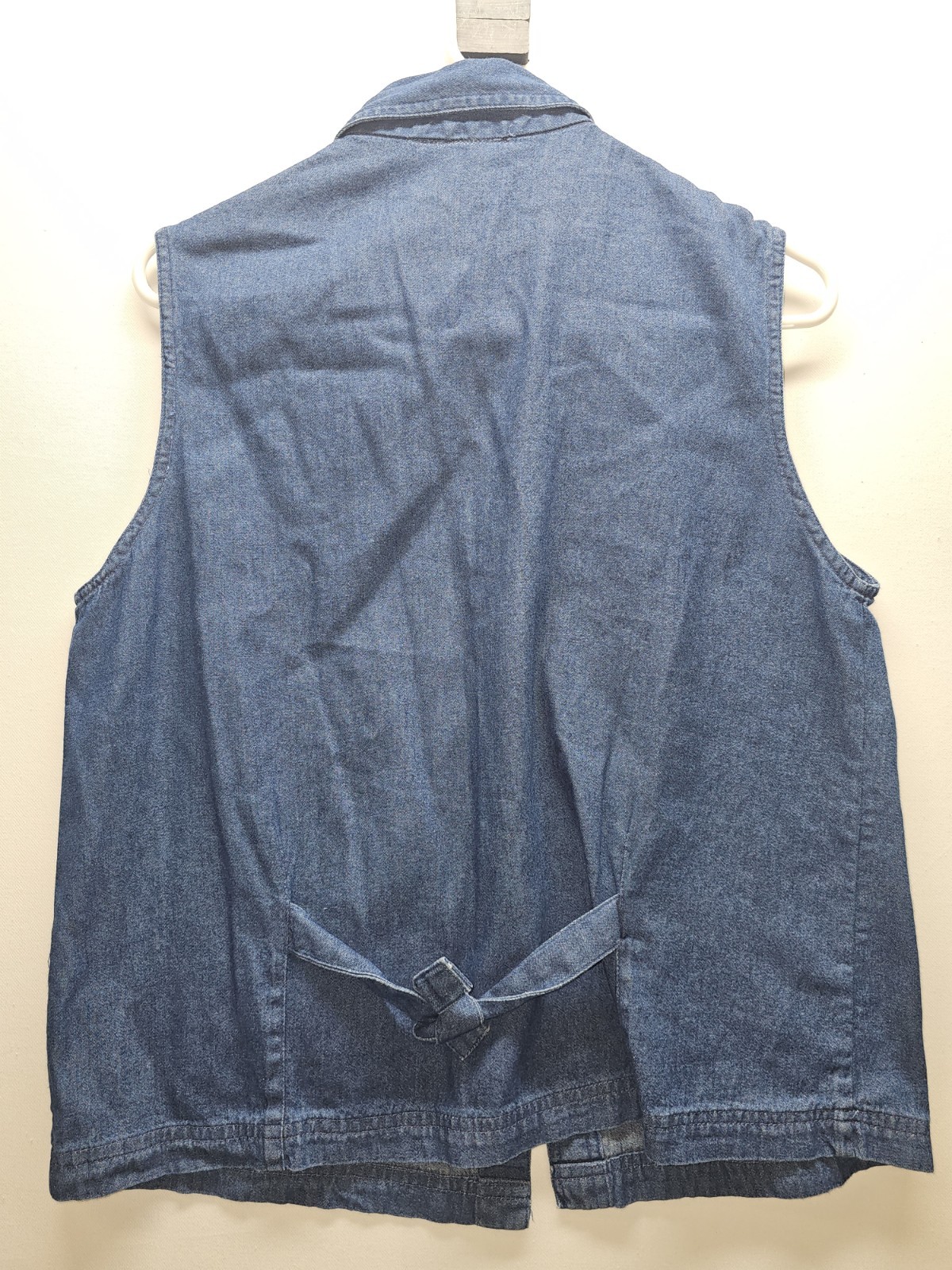 VTG 90s Denim Vest Sz M Patriotic USA Flag Patch Quilt Cottagecore Grannycore