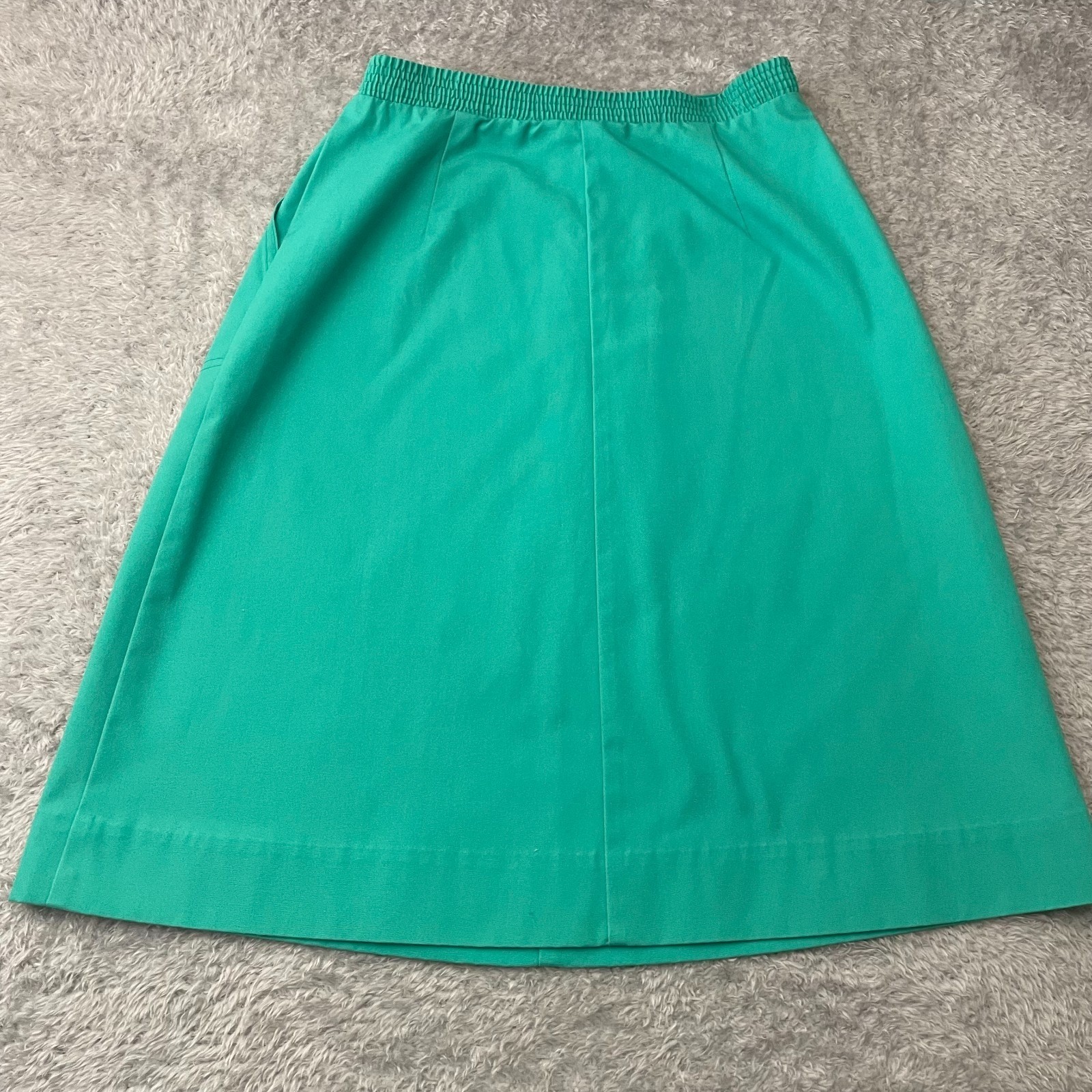 Koret Francisca Skirt Womens 10 Green A-Line Midi Vintage Pockets Elastic Waist