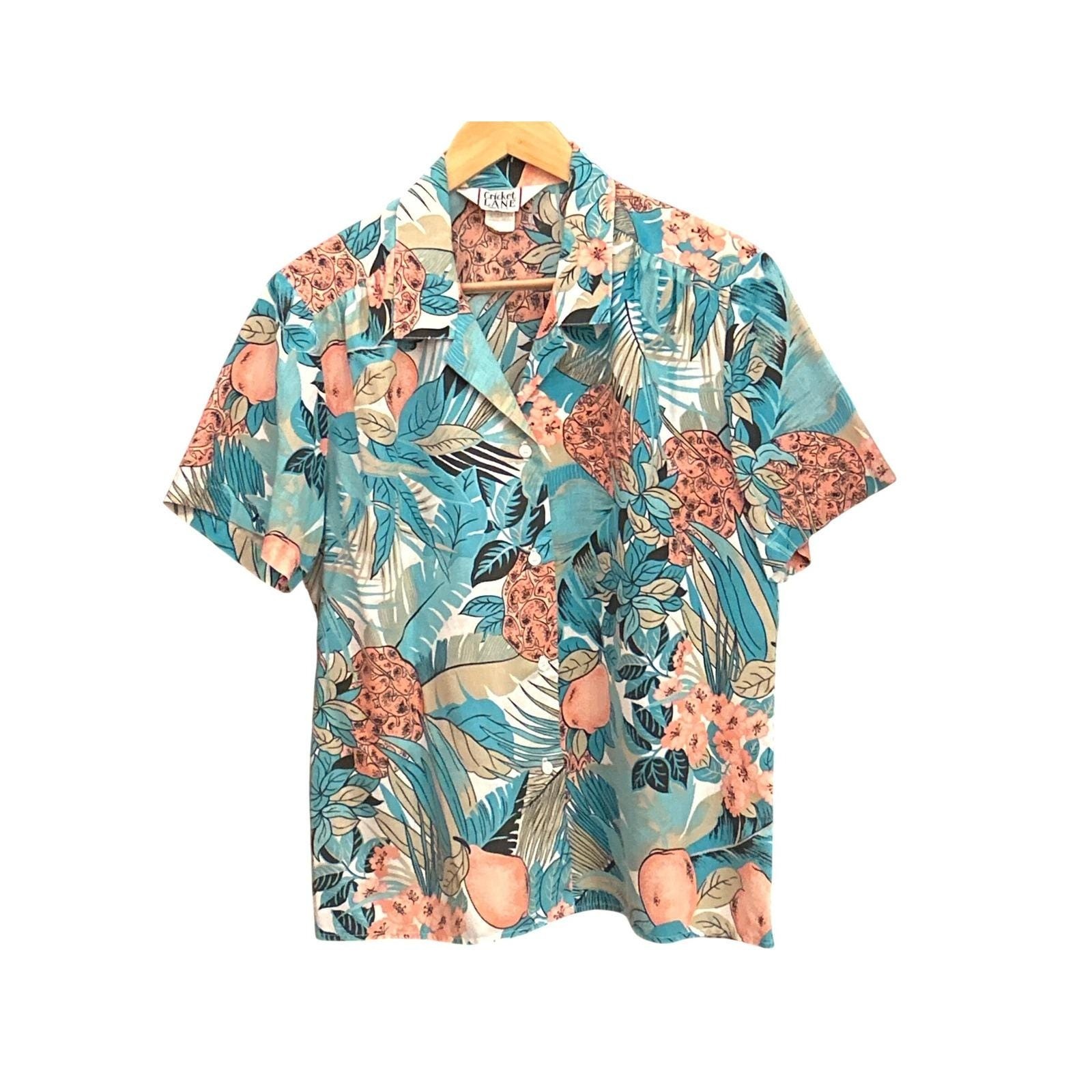 Vintage Cricket Lane Hawaiian Shirt Fruit Tropical Made USA 90 Summer Resortcore