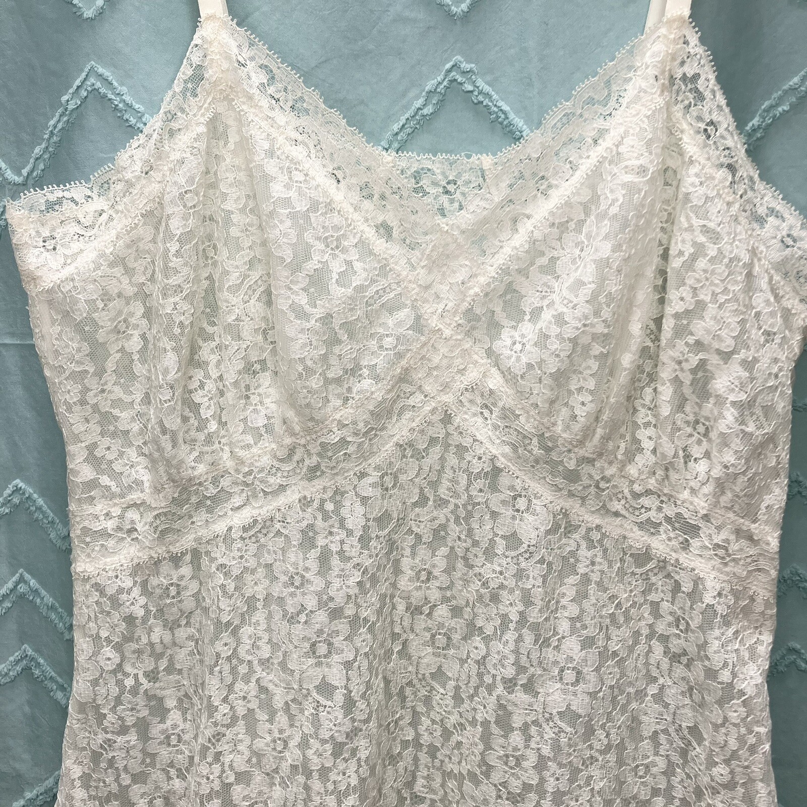 Vintage VAN RAALTE Fitted Full Sheer Lace Night Gown Lingerie 34A Sexy Slip
