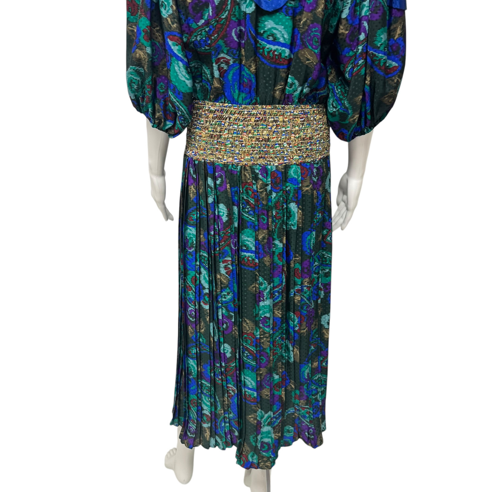 Vintage Assorti for Susan Freis women’s dress multicolor ballow sleeve size XS