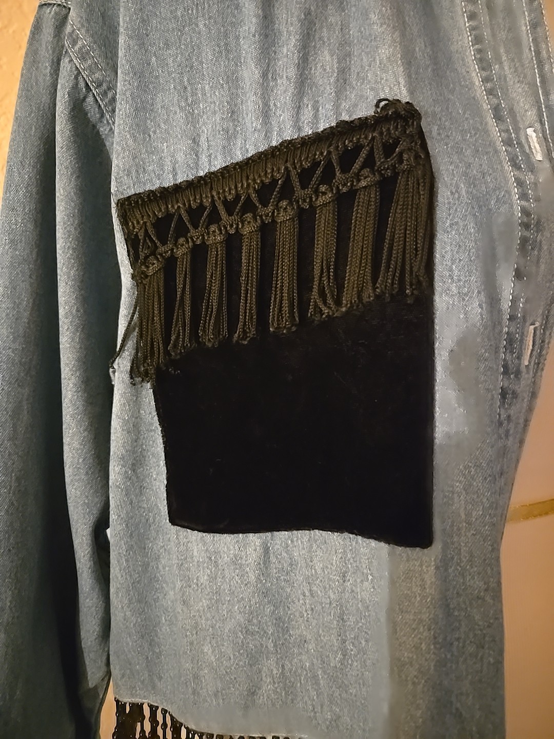 Great Aunt Nina Button Up Custom Made Boutique Fringe Shirt Blouse