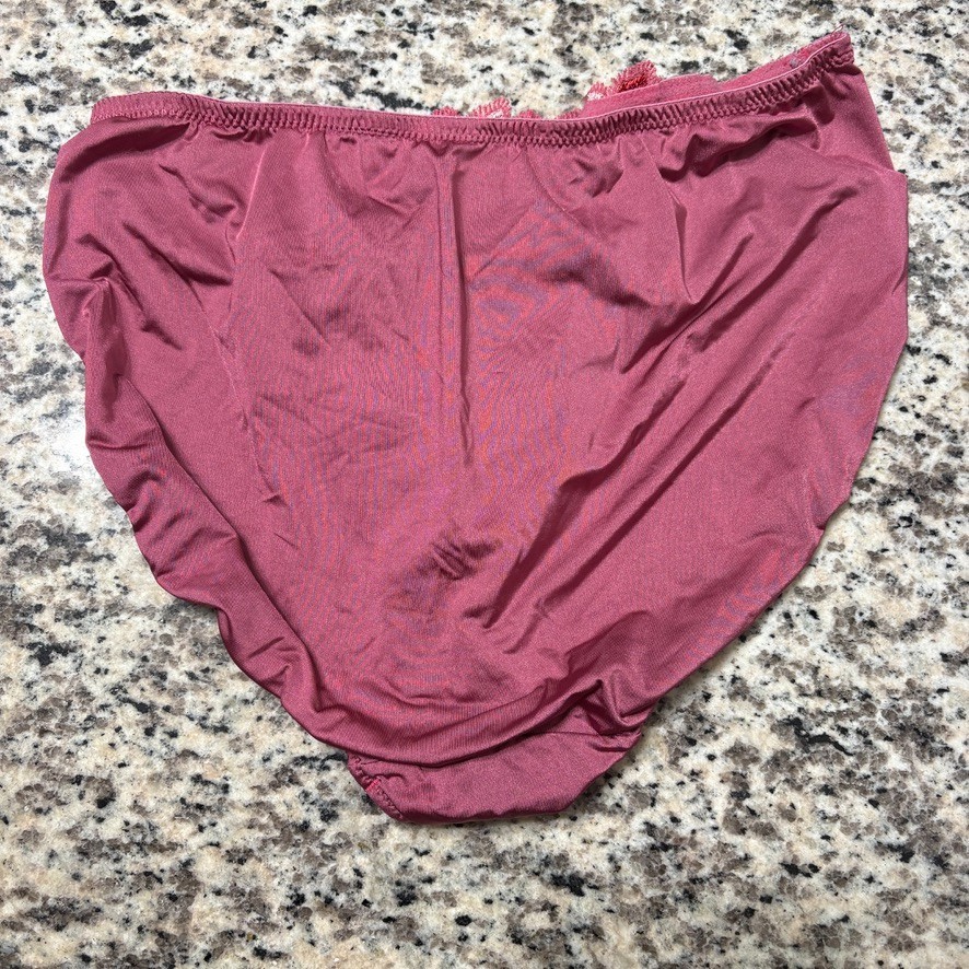 Vintage Soma Sensuous Lace High Leg Bikini Panty Mauve Pink Size M RN 79984