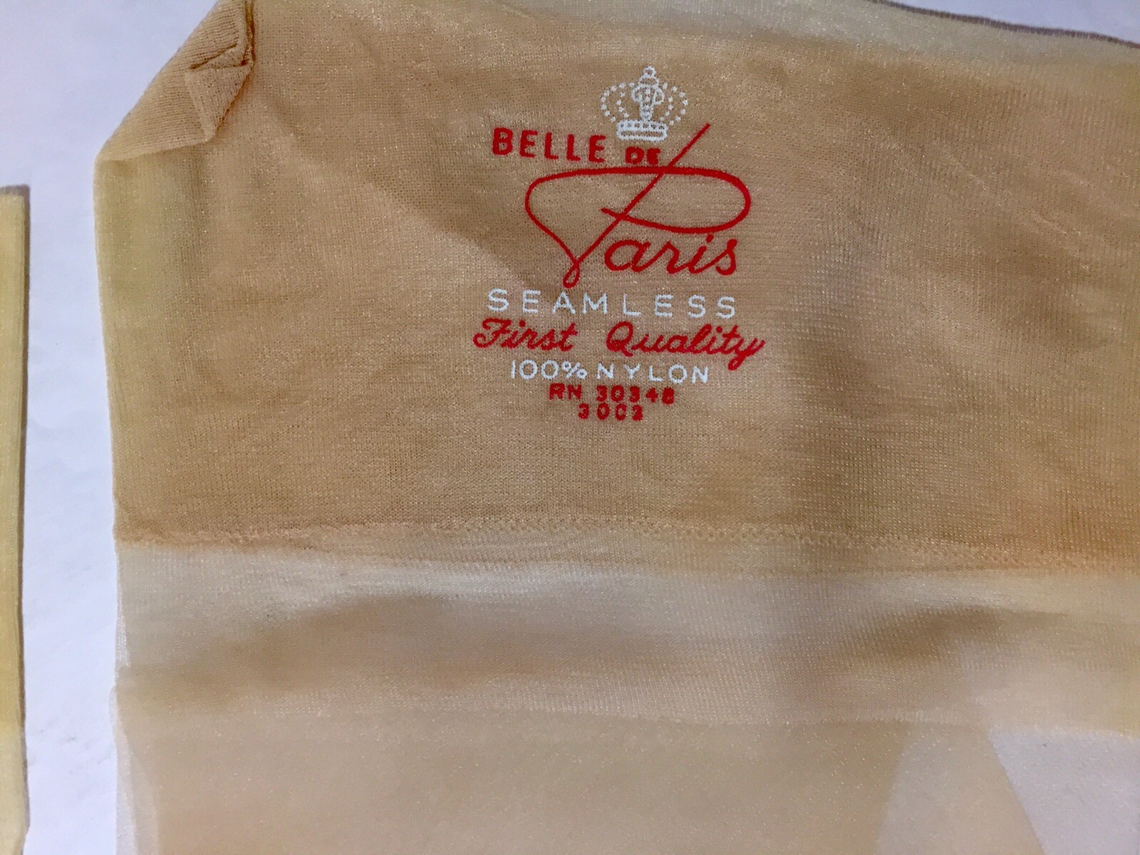 6 Pairs Nylon Stockings Belle de Paris 9 1/2 X 31 1/2” Vintage 4” Toe Nude Heel