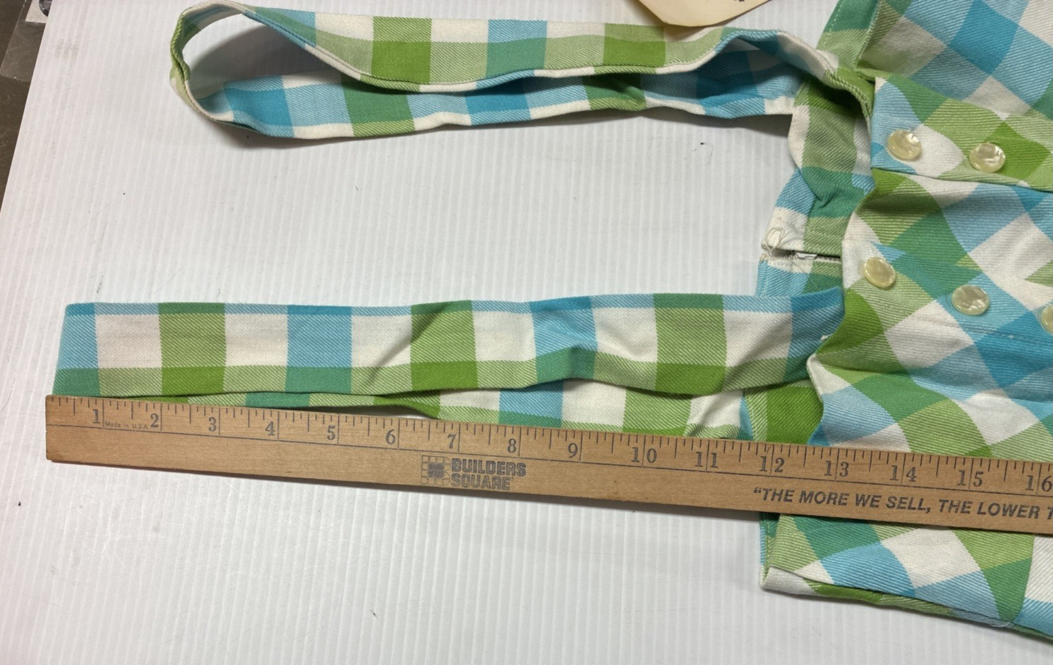 Vintage 50s Juniors by Vassar Blue Green & White Plaid Pants w/Suspenders Size 7