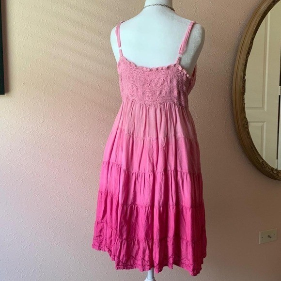 Y2K Pink Fairy Boho Tiered Peasant Cami Dress