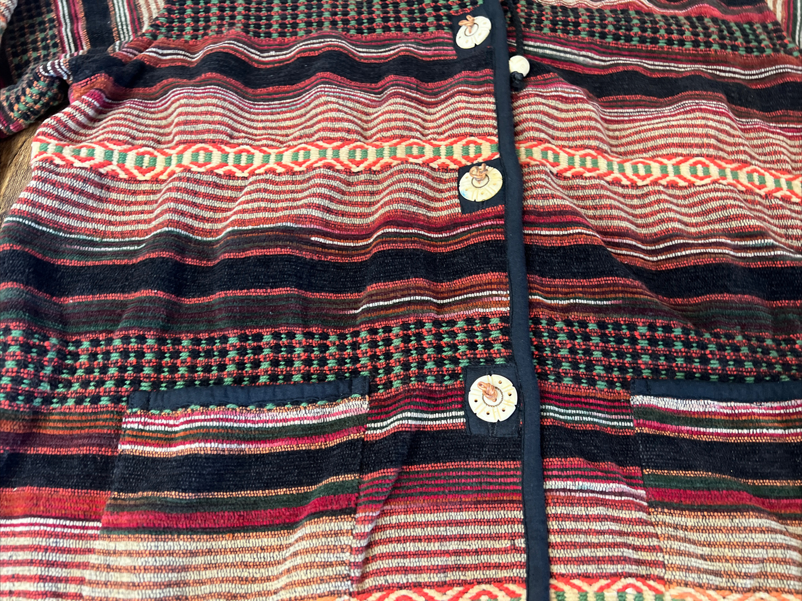 VTG 90s Flashback Cotton Aztec Boho Button Sweater Jacket Size XL Womens