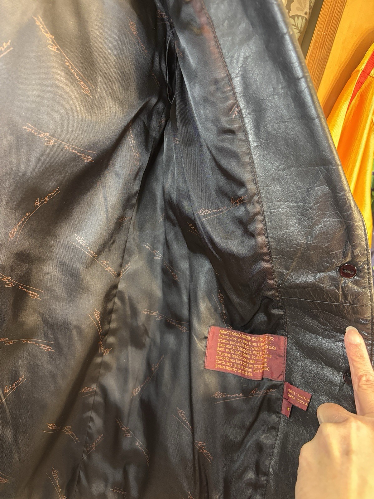 Vintage Etienne Aigner 100% Genuine Leather Jacket Coat Black Hong Kong Size 6