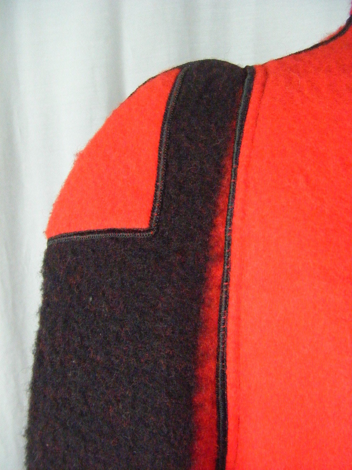 MRS H WINTER Rare Vtg Red/Black Avant Garde HUDSON BAY Blanket Coat- sz 10/M