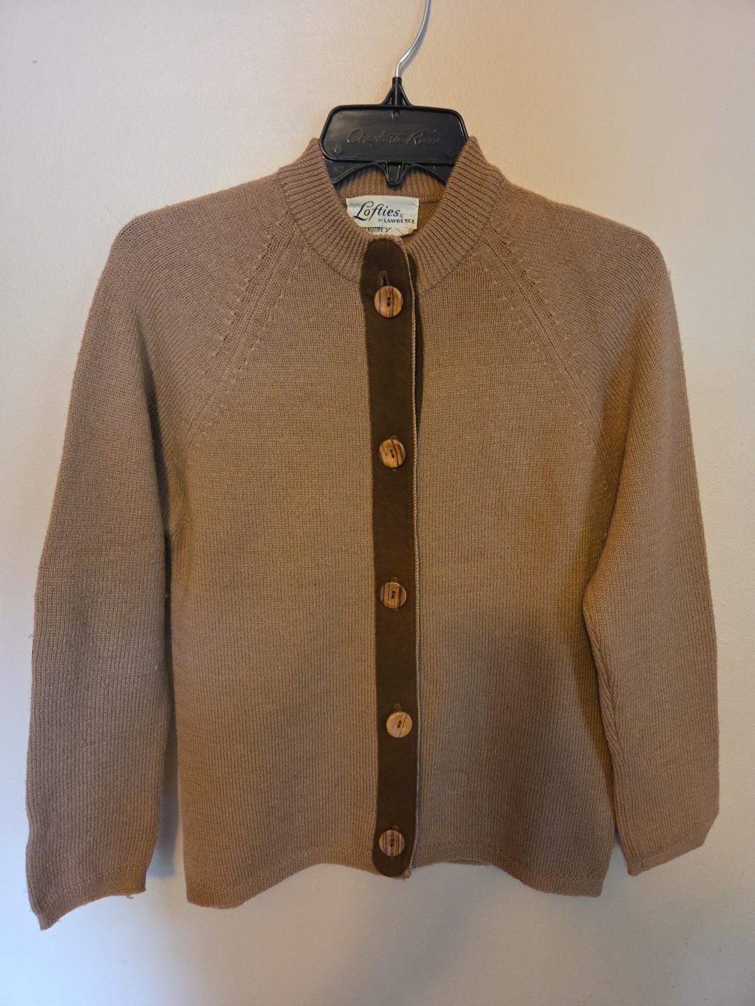 Vintage 1950s 60s LOFTIES Sweater Suede Trim Elbow Patches Cardigan Buttons