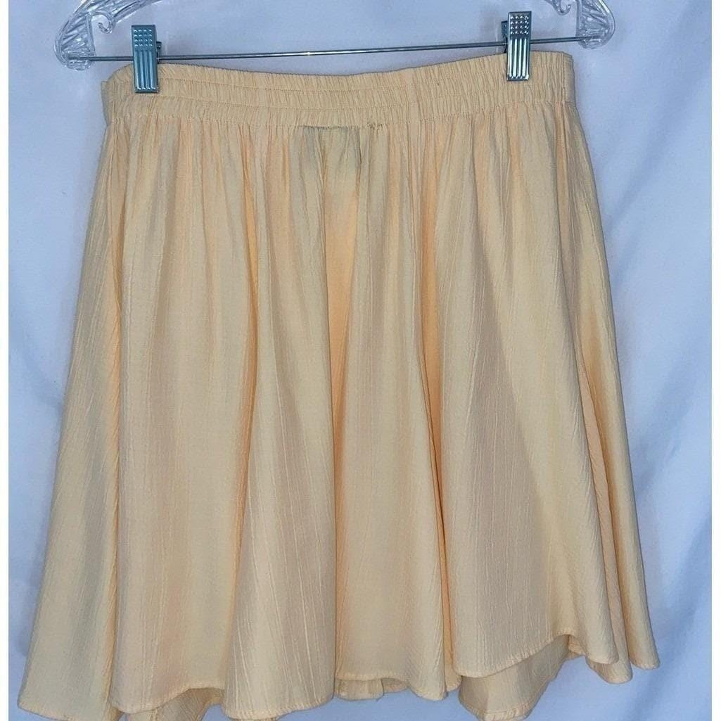 Stringbean Skirt Butter Yellow Button Front Circle Vintage Womens Large Mini