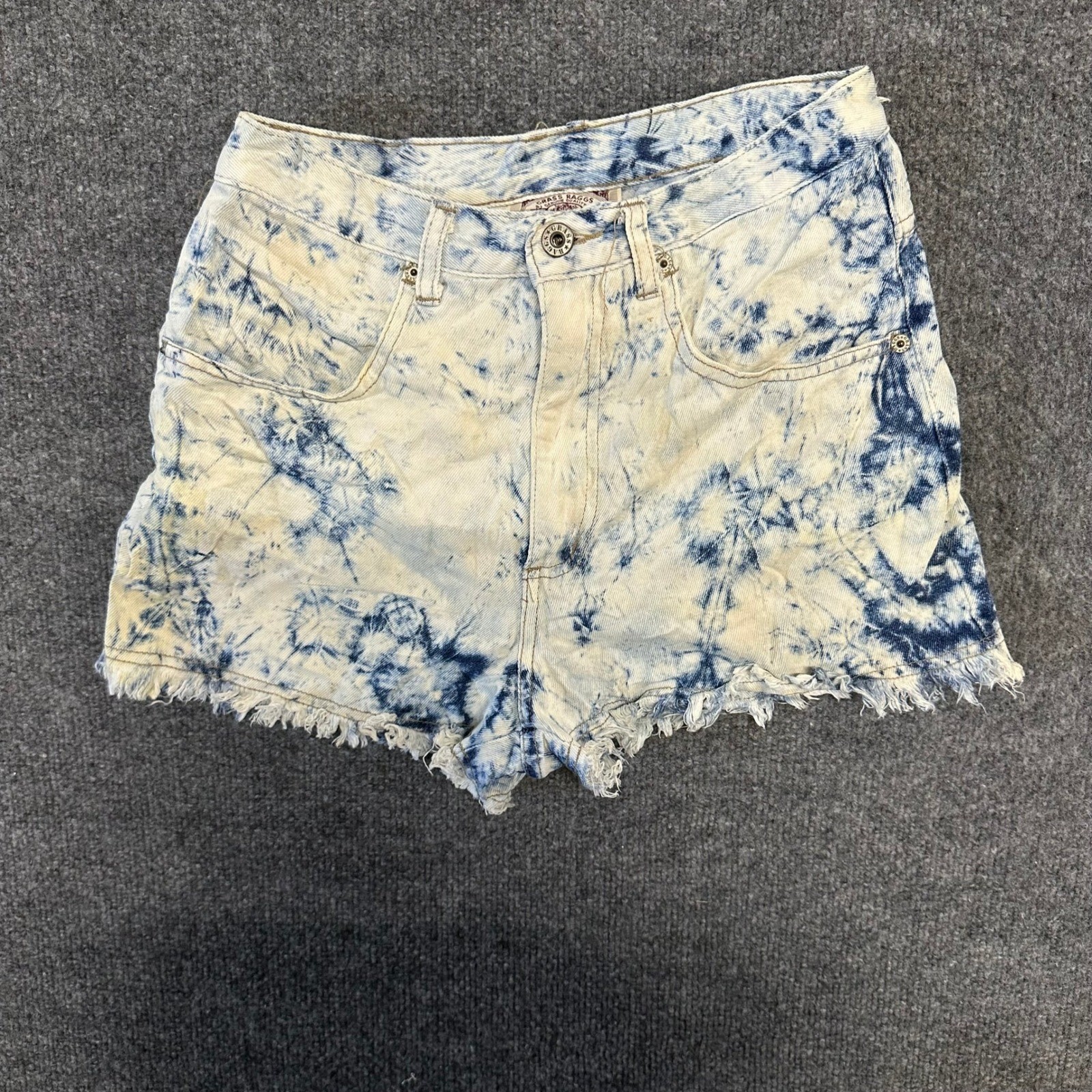 Grass Raggs Shorts Womens Size 7/8 Blue Acid Wash Cotton High Rise Cutoff USA