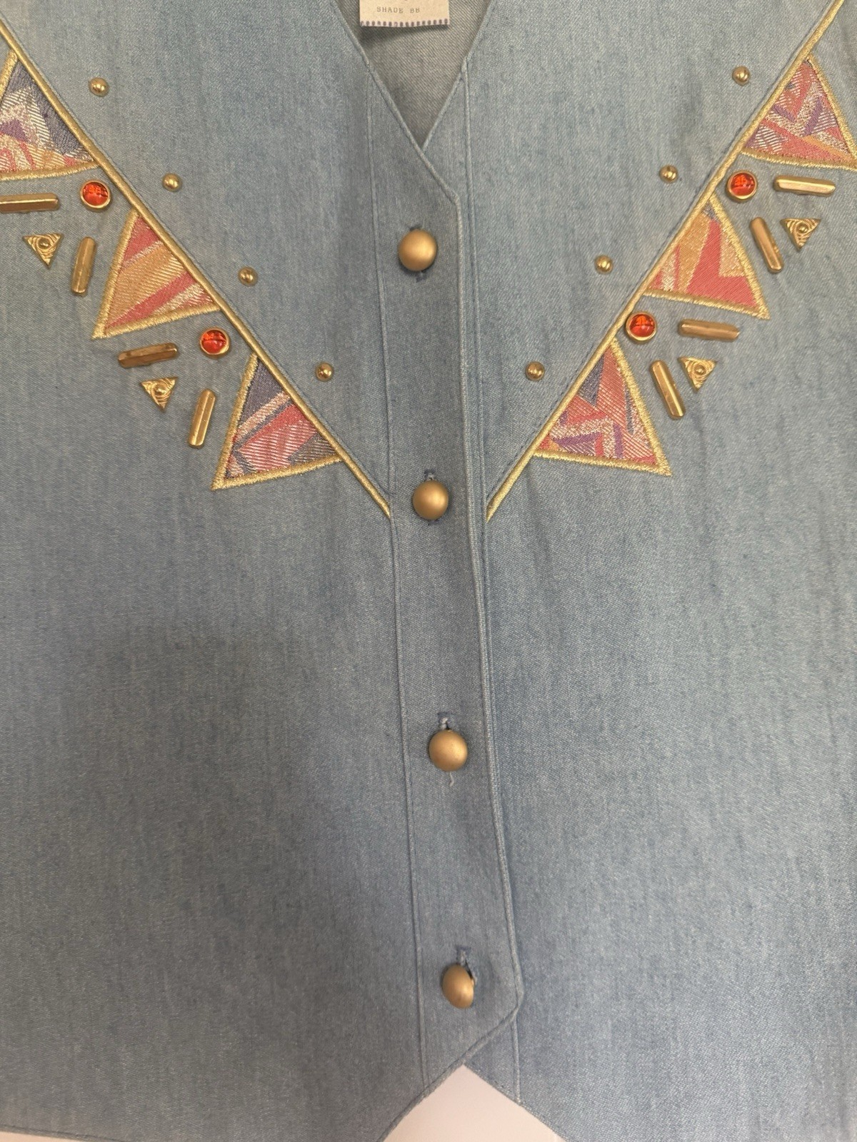 City Girl Sport Blue Denim Embellished Vest 100% Cotton Size 8 Style 5809