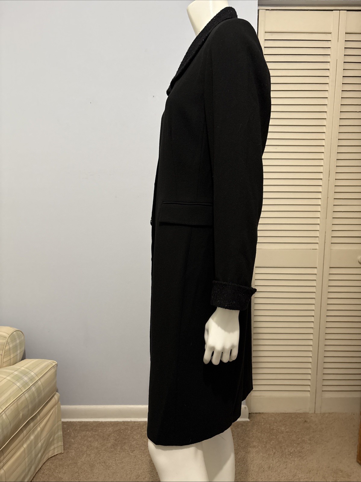 Vintage Kasper for A.S.L Chic Black Dress Buttons Down The Front Pockets Sz 8P