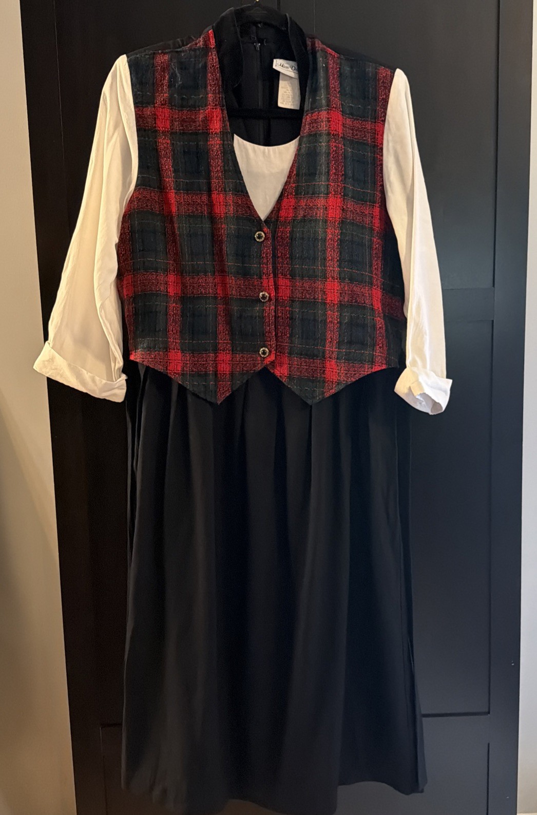 Miss Dorby Vintage Red Plaid And Black Dress Size 16